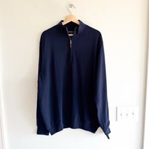 Fairway & Greene Baruffa Merino Wool 1/4 Zip Long Sleeve Windsweater Navy XL NWT